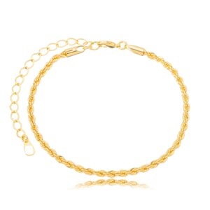 Pulseira Cordão Baiano Fina Lisa Banhado A Ouro 16Cm