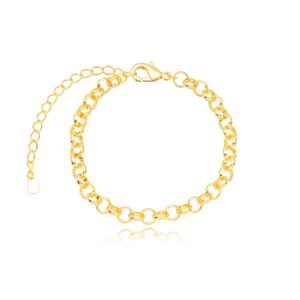 Pulseira Elo Português Lisa Banhado A Ouro 16Cm