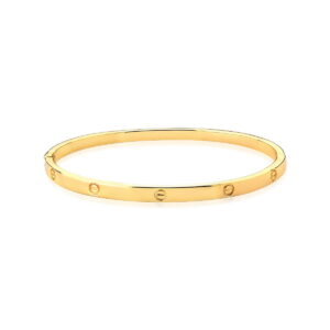 Bracelete Liso Texturizado Banhado A Ouro