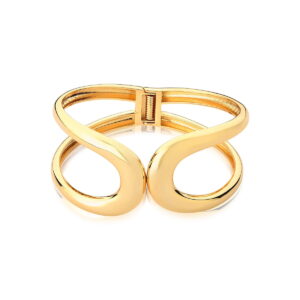 Bracelete Abertura Frontal Vazado Liso Banhado A Ouro