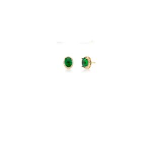Brinco Cristal Pedra Esmeralda Oval Banhado A Ouro