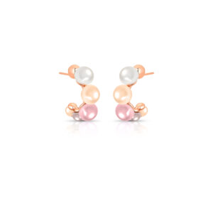 Argola Pérola Shell Três Tons Banhado A Ouro Rosé