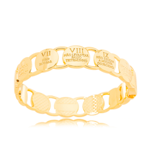Bracelete 10 Mandamentos Liso Banhado A Ouro