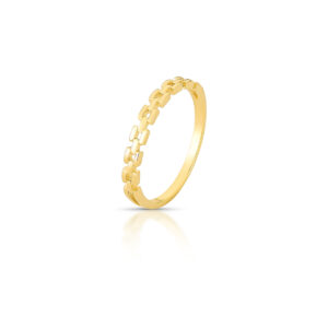 Anel Mini Elo Liso Banhado A Ouro