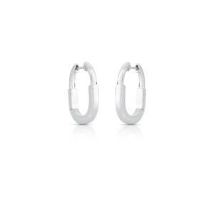 Argola Oval Lisa Banhado A Ródio