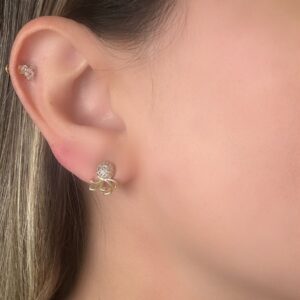 Brinco Mini Polvo Cravejado Zircônia Banhado A Ouro