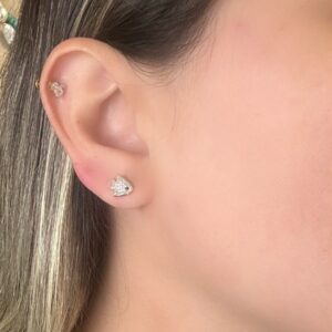 Brinco Mini Peixinho Cravejado Zircônia Banhado A Ouro