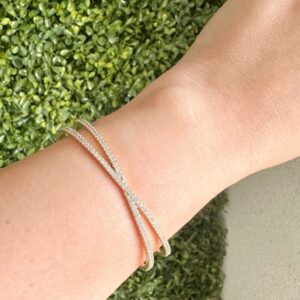 Bracelete X Cravejado Em Zircônia Banhado A Ouro