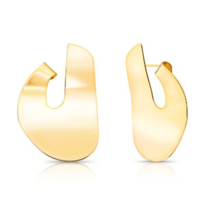 Brinco Orgânico Curvo Liso Banhado A Ouro