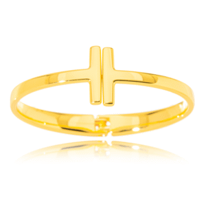 Bracelete Abertura Frontal T Liso Banhado A Ouro