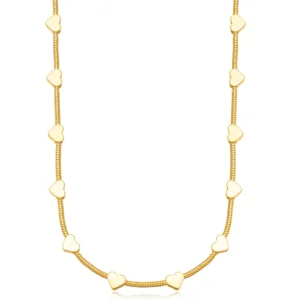Choker Corações Liso Banhado A Ouro 35Cm