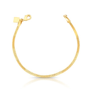 Pulseira Fita Laminada Texturizada Lisa Banhado A Ouro 16Cm