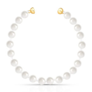 Pulseira Maleável Pérola Shell Fecho Imã Banhado A Ouro 18Cm