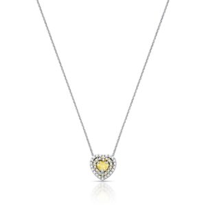 Colar Coração Yellow Em Prata 925 40Cm