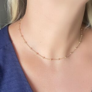 Choker Esferas Bolinhas Lisa Banhado A Ouro 35Cm