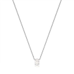 Colar Ponto Luz Moissanite 7Mm Em Prata 925 Banhado A Ródio 40Cm