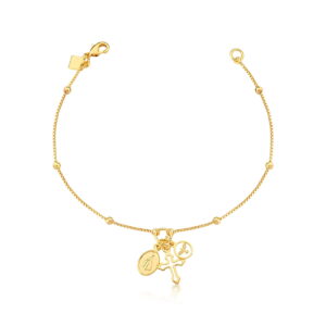 Pulseira Veneziana Pingentes Cruz Esp. Santo E N. S. Aparecida 17Cm