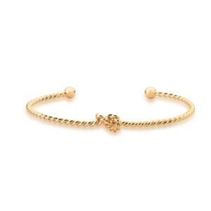 Bracelete Nó Texturizado Liso Banhado A Ouro