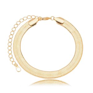 Pulseira Fita Laminada Lisa Banhado A Ouro 8Mm 16Cm