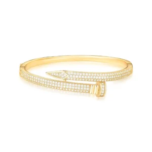 Bracelete Prego Cravejado Em Zircônia Banhado A Ouro