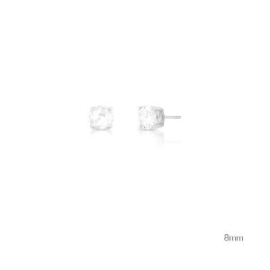 Brinco 8Mm Ponto De Luz Em Zircônia Banhado A Ródio