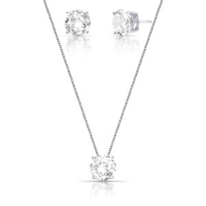 Conjunto Ponto De Luz Zircônia 10Mm Banhado A Ródio 45Cm