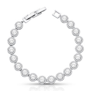 Pulseira Riviera Redondo 7Mm Zircônia Banhado A Ródio 16Cm