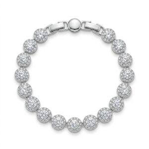 Pulseira Riviera Redondo 10Mm Zircônia Banhado A Ródio 16Cm