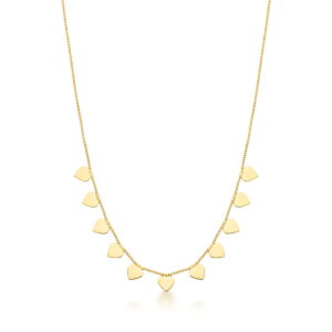 Colar Corações Liso Banhado A Ouro 40Cm