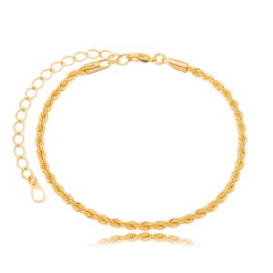 Pulseira Cordão Baiano Médio Lisa Banhado A Ouro 16Cm