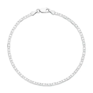 Pulseira Masculina Piastrine Liso Banhado A Ródio 21Cm