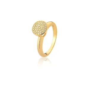 Anel Chuveirinho 9X7Mm Em Zircônia Banhado A Ouro