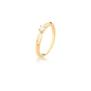 Anel Mini Solitário 2Mm Em Zircônia Banhado A Ouro