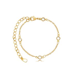 Pulseira Mini Elos E Zircônia Banhado A Ouro 16Cm