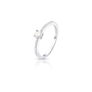 Anel Solitário Moissanite 4Mm Prata 925 Banhado A Ródio