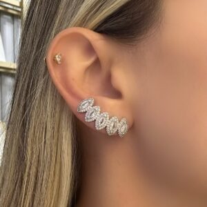 Brinco Ear Cuff Cinco Gotas Banhado A Ródio