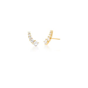Brinco Ear Cuff Degrade Em Zircônia Banhado A Ouro