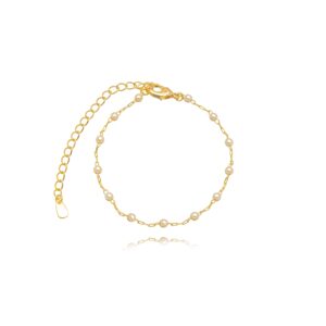 Pulseira Mini Pérola Shell Banhado A Ouro 18Cm