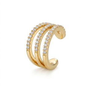 Piercing Três Voltas Zircônia Banhado A Ouro