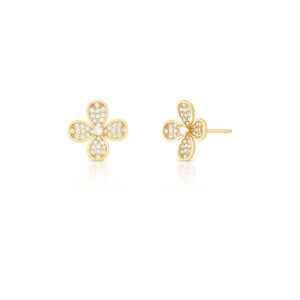 Brinco Flor Mini Zircônia Banhado A Ouro