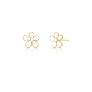 Brinco Flor Cristal Gota Banhado A Ouro
