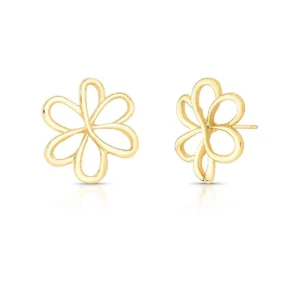 Brinco Orgânico Oval Acetinado Fosco Banhado A Ouro
