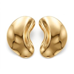 Brinco Orgânico Com Zircônia Banhado A Ouro